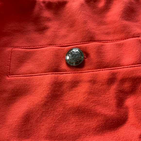 On 34th Women's Ponté-Knit Mini Skirt Orange Stretch w/ buttons - Picture 4 of 13